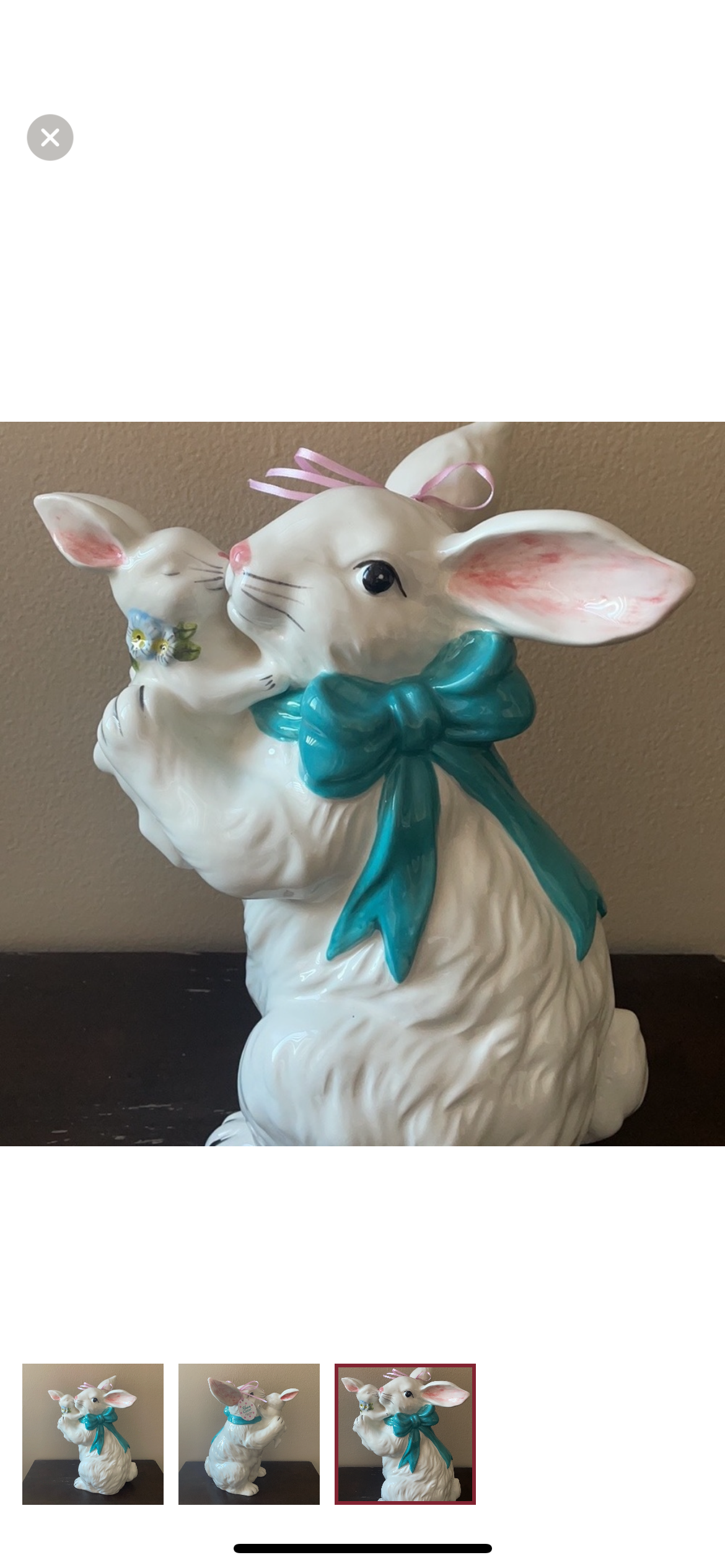 Blue Sky Clayworks Easter Bunny Mom & Baby Figurine New Ceramic White Blue 11”