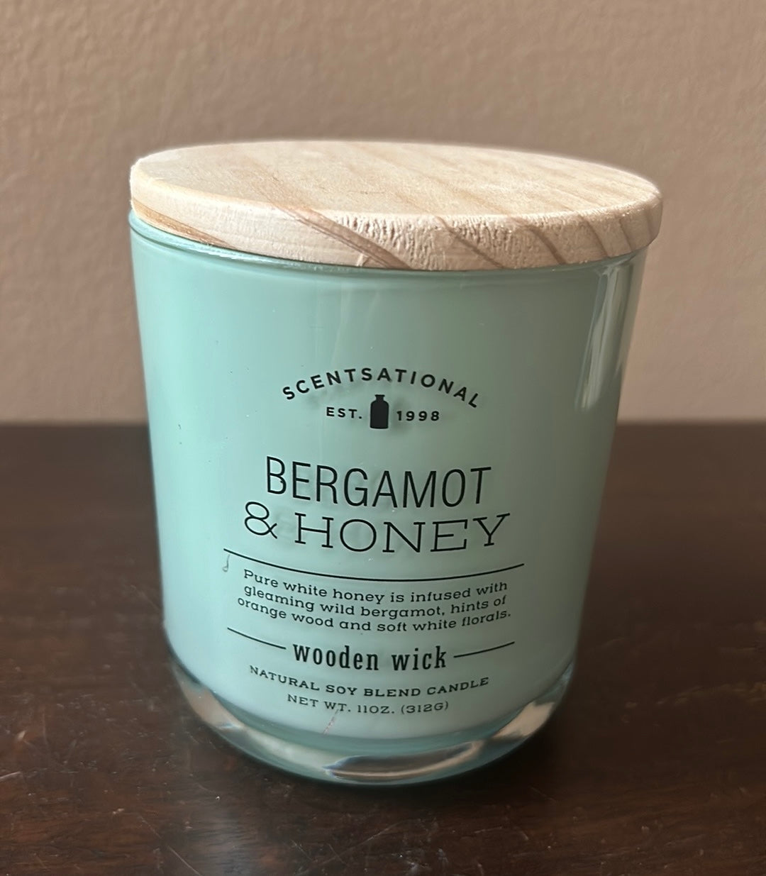 Scentsational Bergamot Honey Candles Wood Wick New Soy Blend 11 Oz