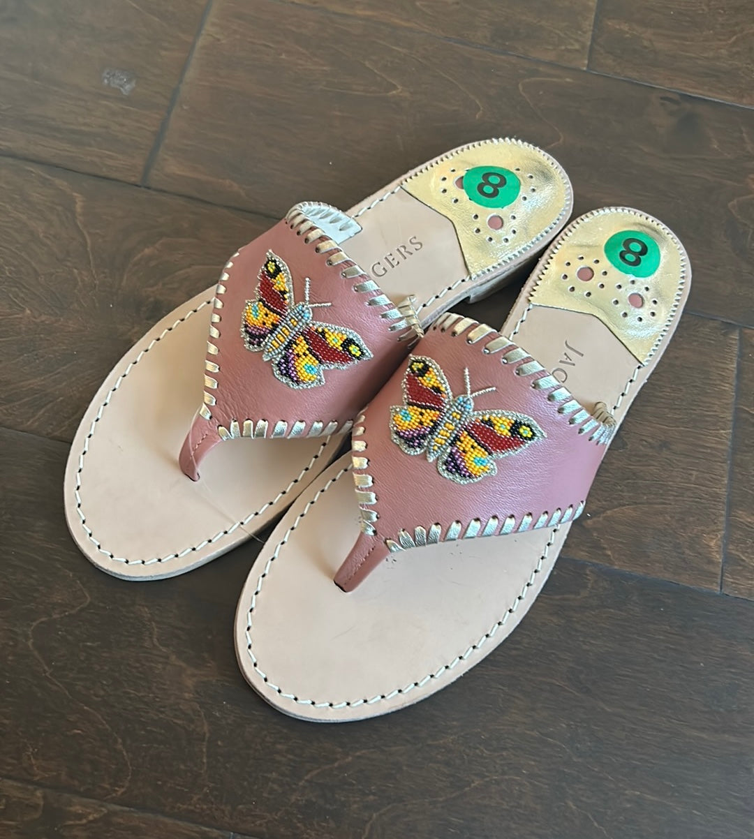 Jack Rogers Jacks Classic Thong Butterfly Whipstitch Sandals Size 8 New