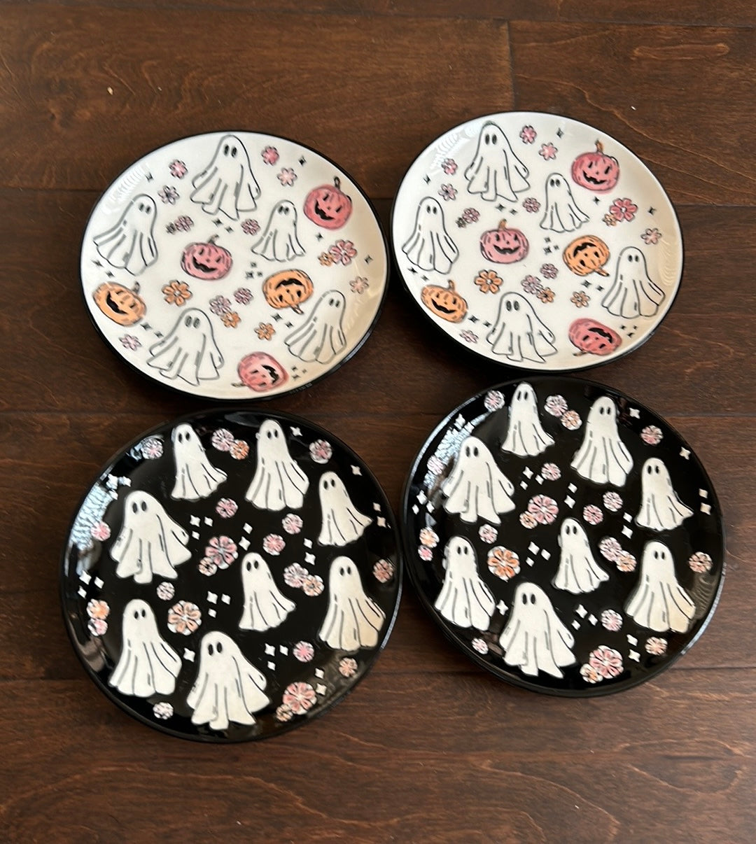 Potters Studio Set Of 4 Appetizer Dessert Plates New Jackolantern 6” Ghosts