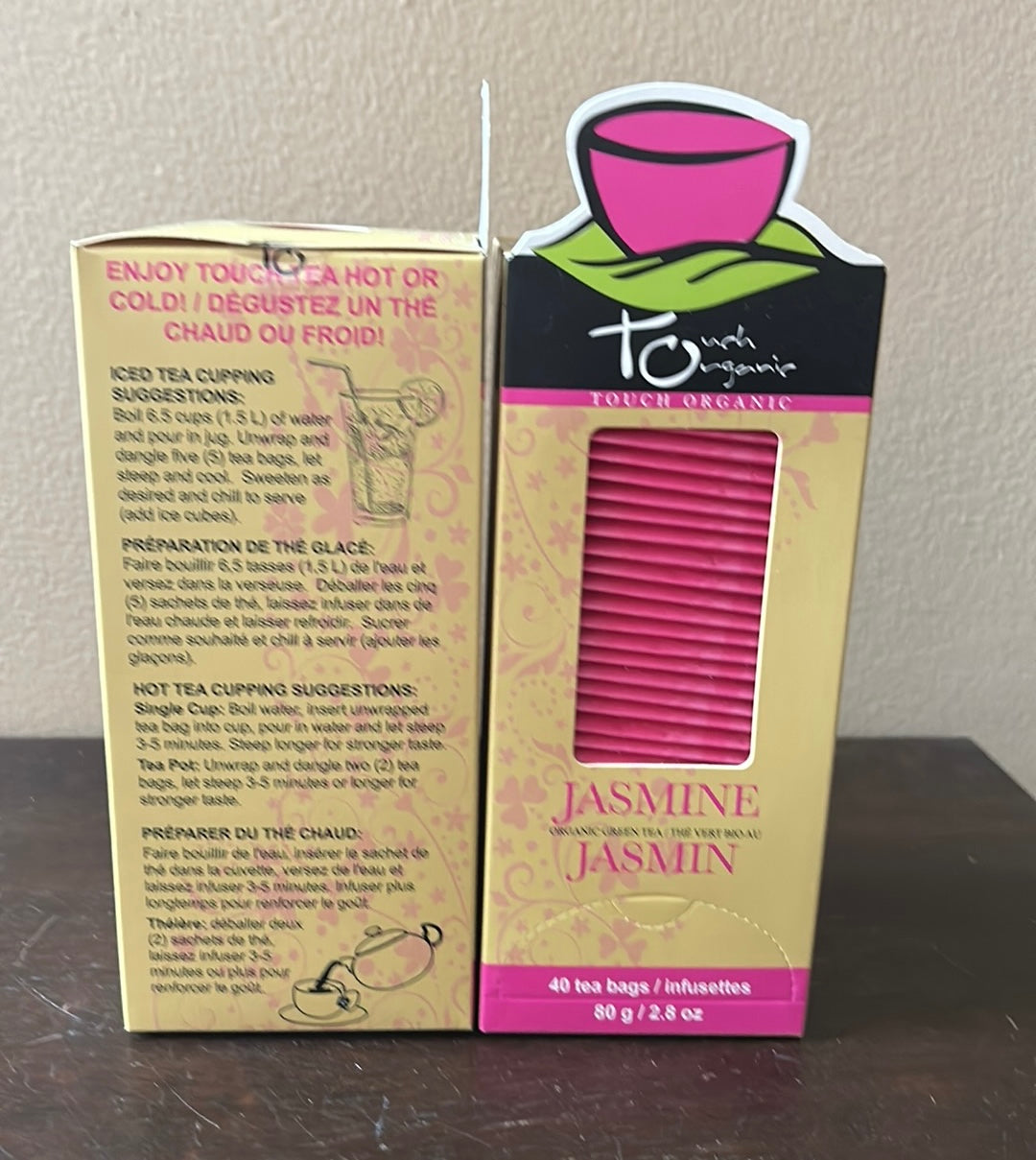 2 Touch Organic Jasmine Green Tea Bags, 40 Bags Each 2.5 oz Exp 12/24