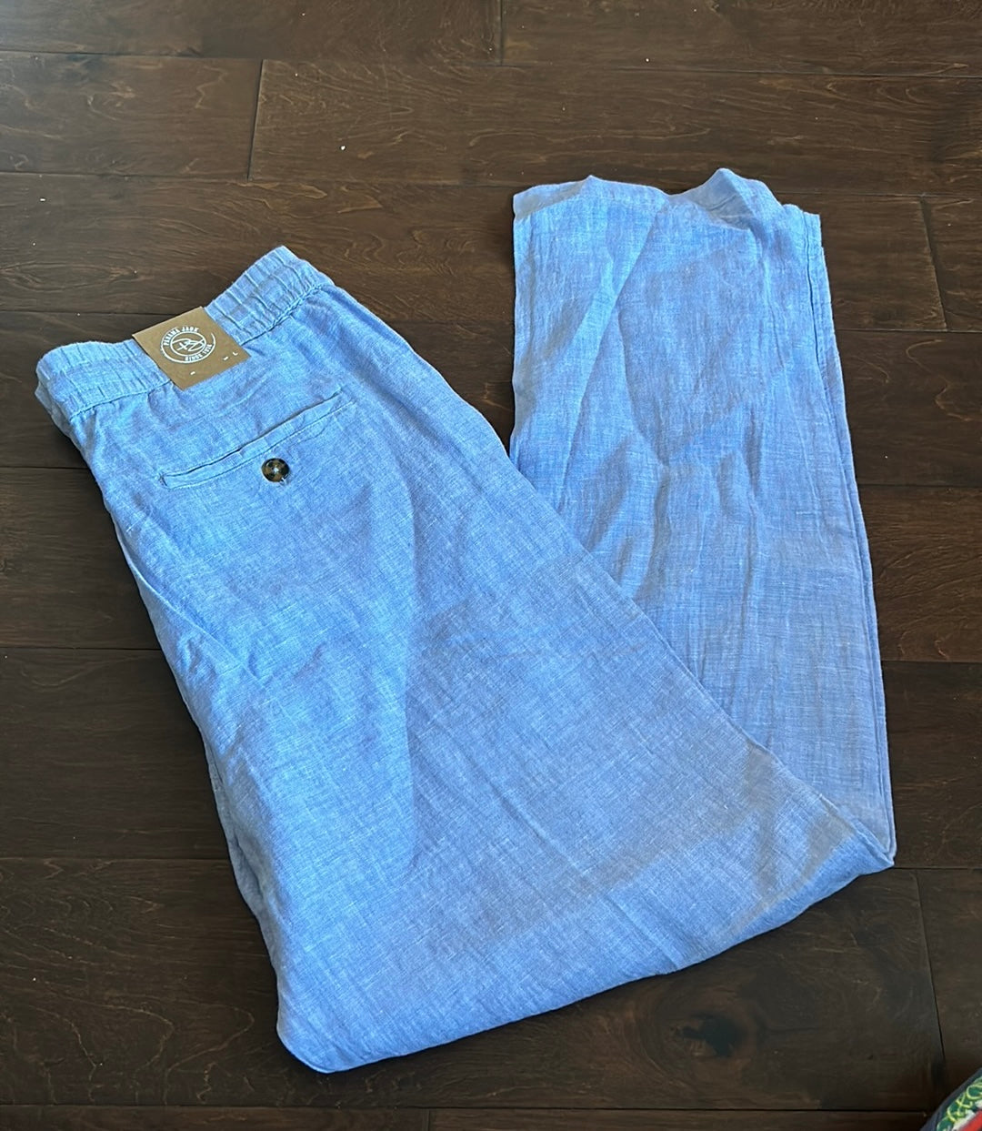 Panama Jack Mens Chino Linen Pants Blue Sz L Lightweight New