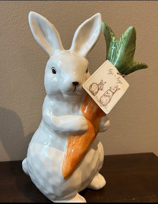 Maxcera Hip & Hop Ceramic Bunny Holding Carrot New Easter Decor