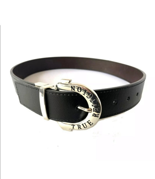 True Religion Mens Horseshoe harness Reversible Belt Black/Brown Sz 40