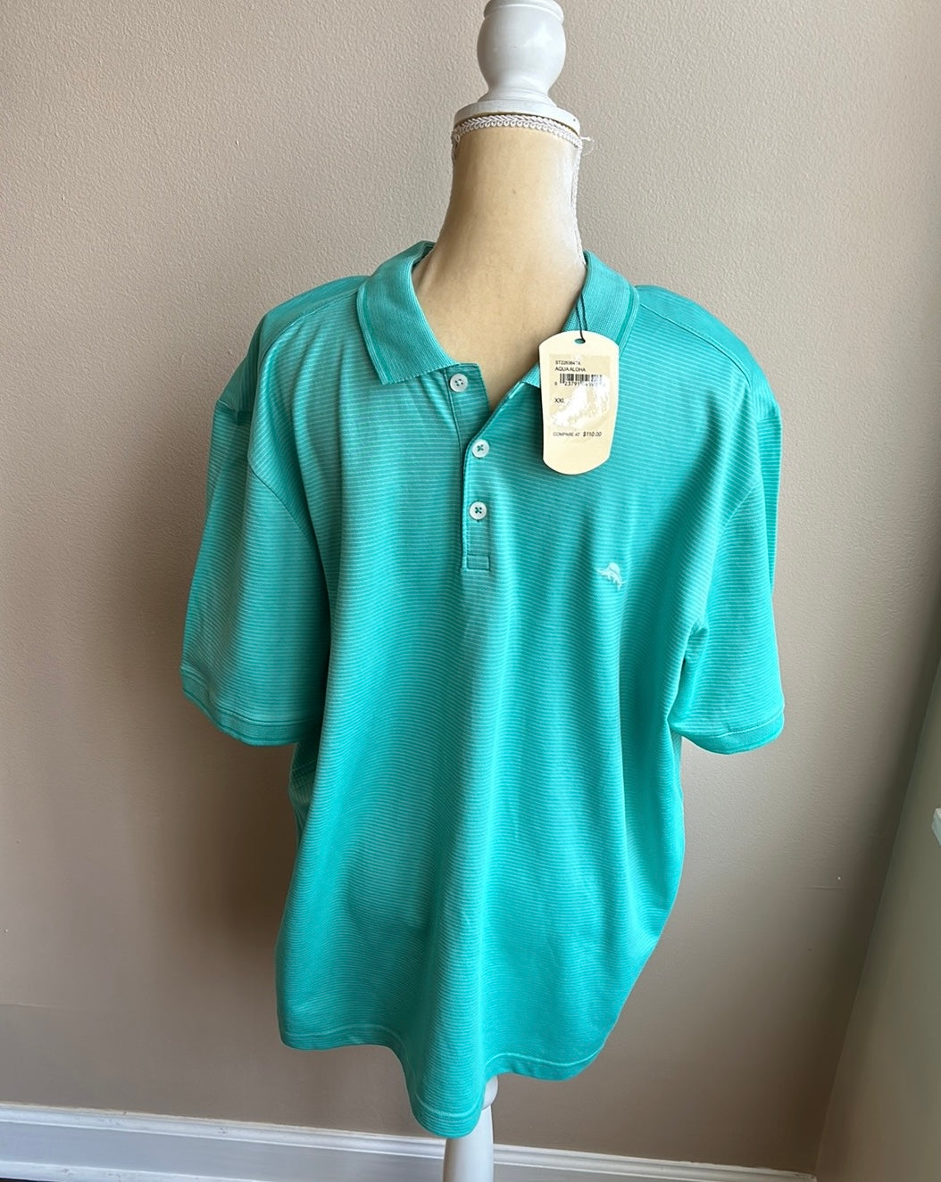 NEW TOMMY BAHAMA MENS SHORT SLEEVE POLO SHIRT AQUA ALOHA GREEN 2XL