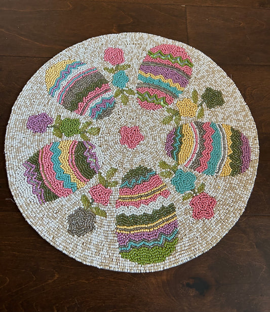 Nicole Miller Beaded Charger Placemat Easter Eggs New Pastel 15” Spring Decor