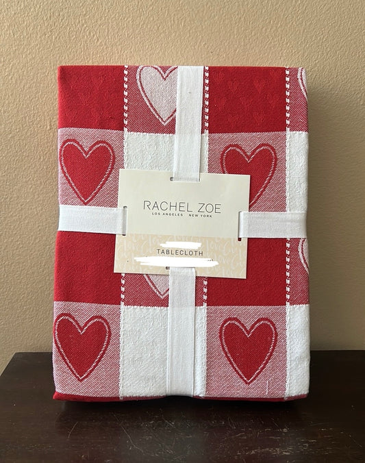 Rachel Zoe Valentines Day Hearts Plaid Tablecloth Farmhouse New