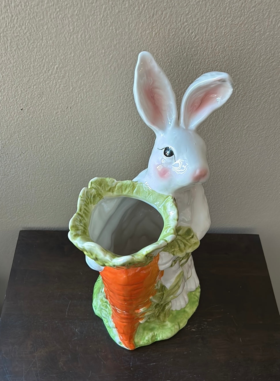 Cute Easter Bunny With Carrot Vase New Spring Decor Ceramic 14”