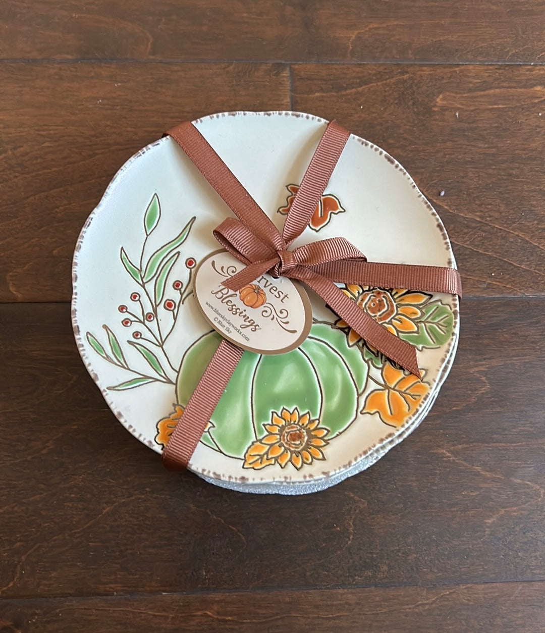 Set of 4 Eli + Ana Thanksgiving Fall Pumpkin Appetizer Dessert Plates 6”