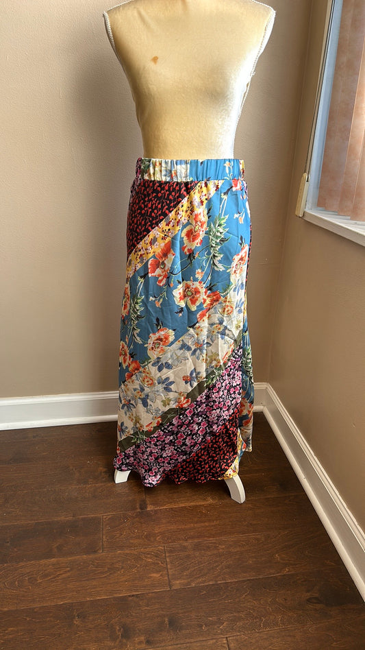 Cliche Skirt WMNS S Floral Midi Mix Print Artsy Boho