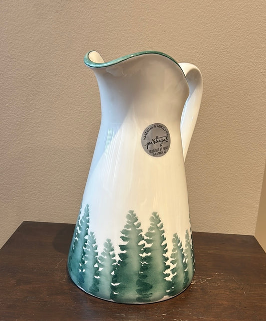 Farval Ceramics New Pitcher Christnas Evergreen Trees Handcrafted In Portugal