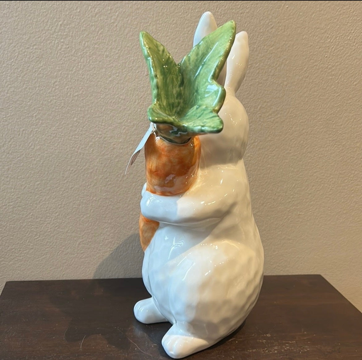 Maxcera Hip & Hop Ceramic Bunny Holding Carrot New Easter Decor