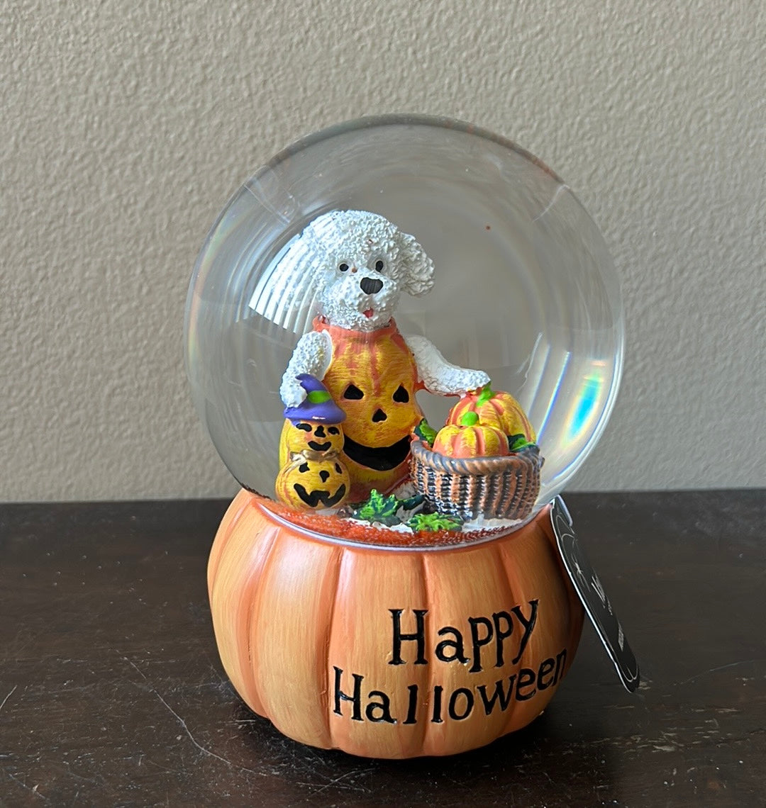 Martha Stewart Musical Globe Happy Halloween Pumpkin Dog New