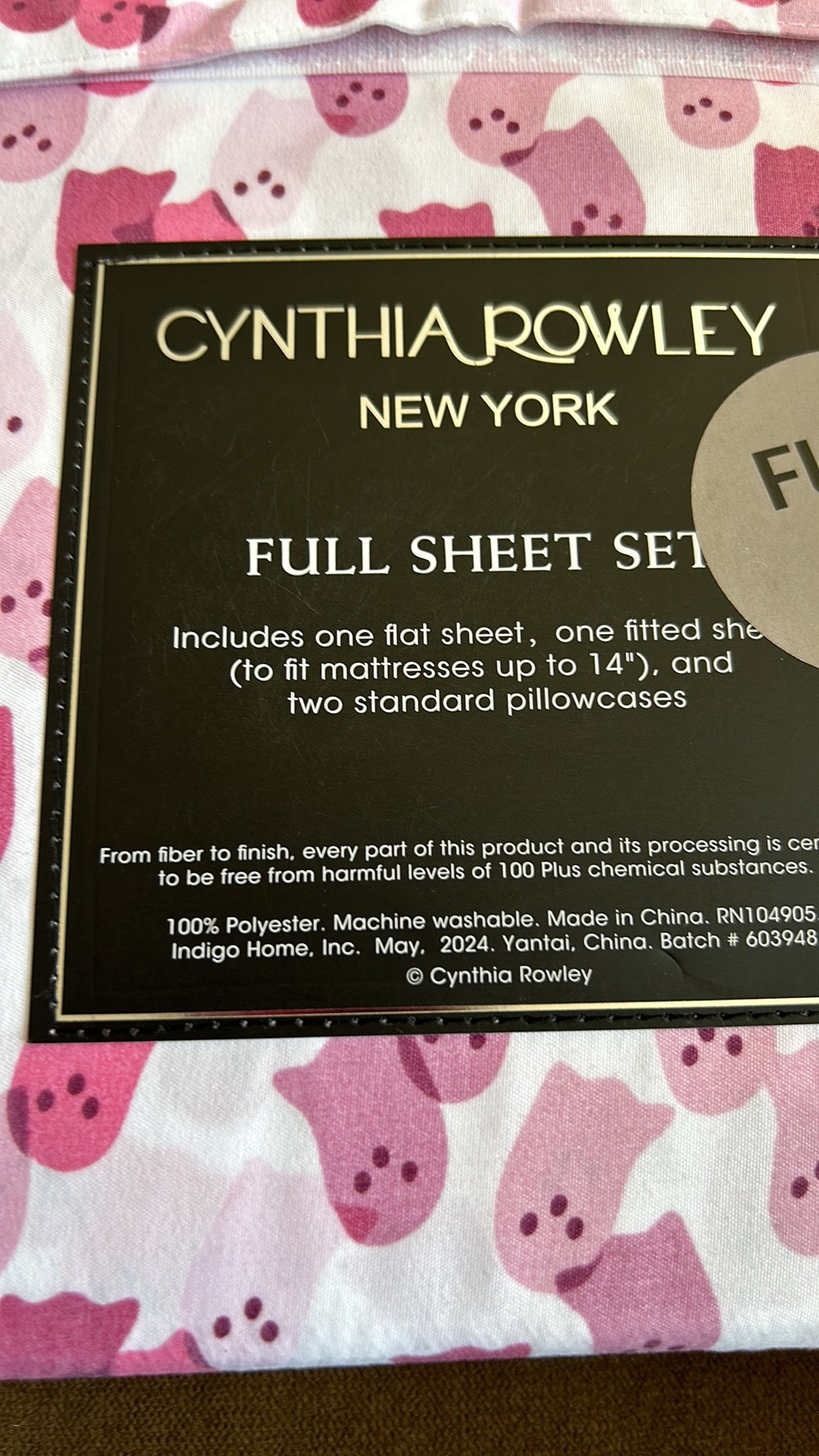 Cynthia Rowley Sheet Set Full Pink Purple Ghosts New