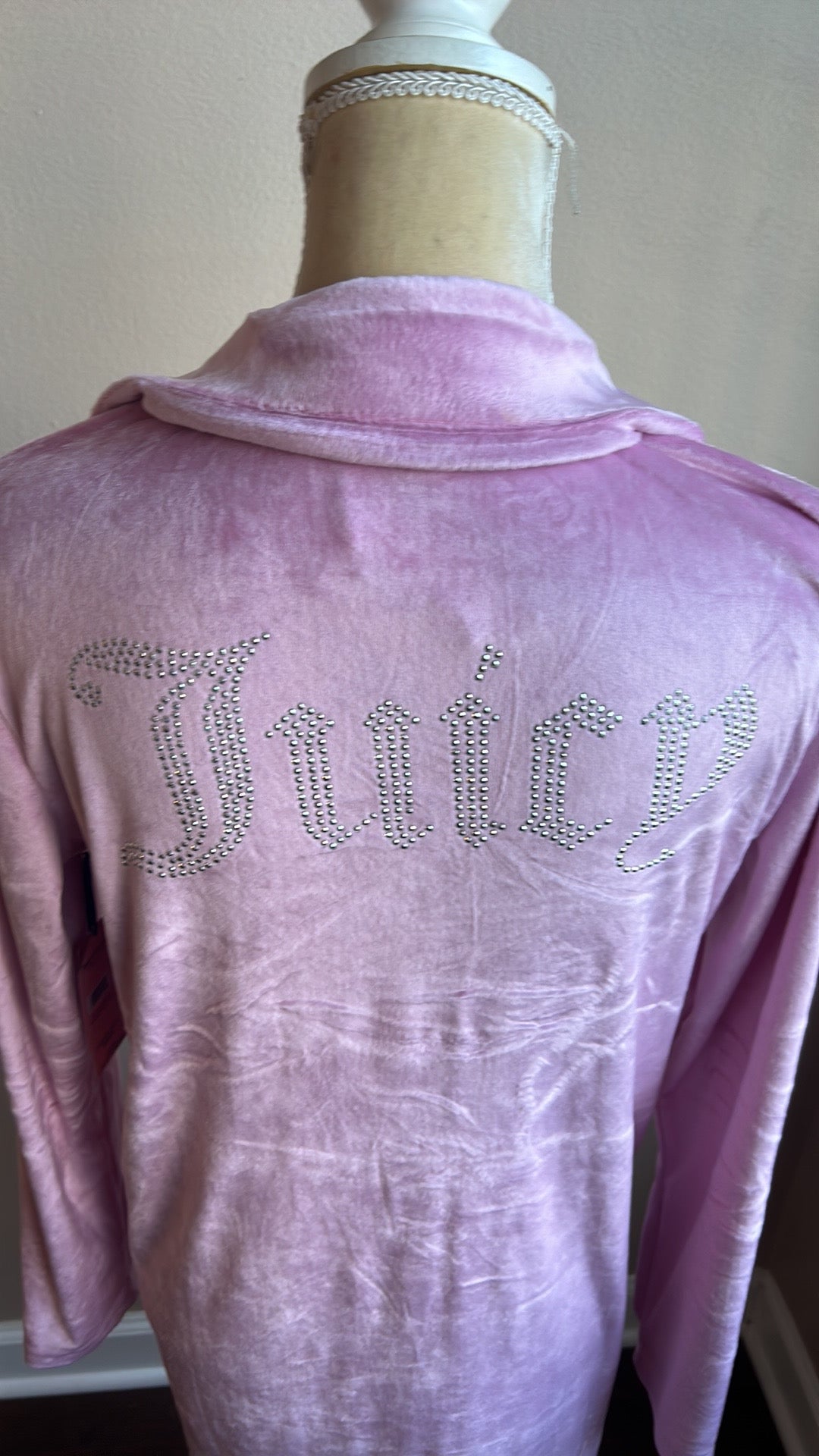 Juicy Couture Womens Nightshirt Velour Pink Sz S New Rhinestones Logo