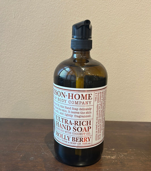 Garrison Home & Body Co HOLLY BERRY Hand Soap w/ COCONUT OIL 32 oz New