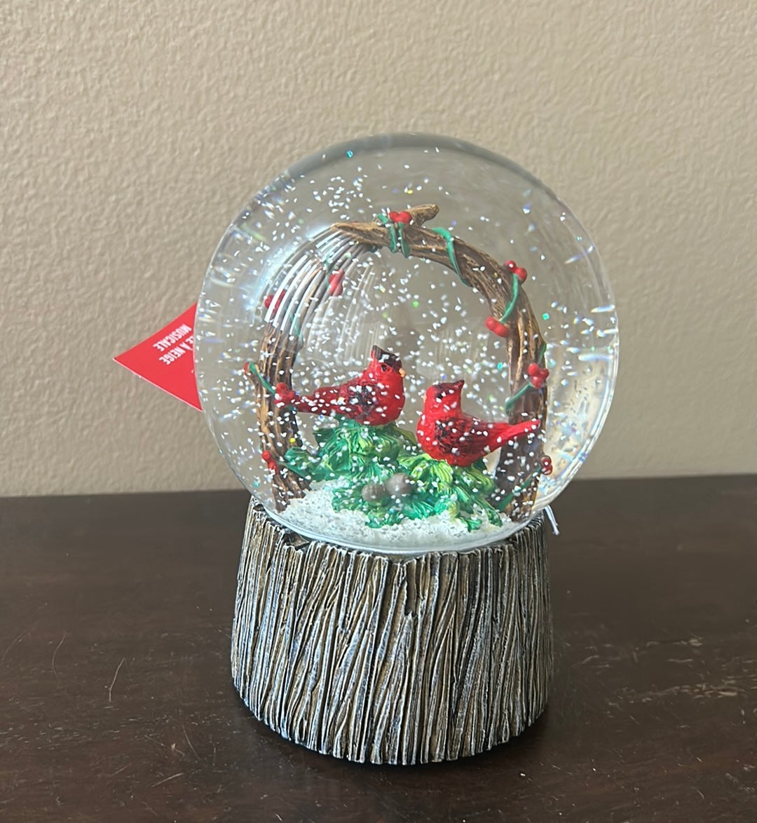 Martha Stewart Red Cardinal Snowglobe Musical Christmas New Holiday Gift