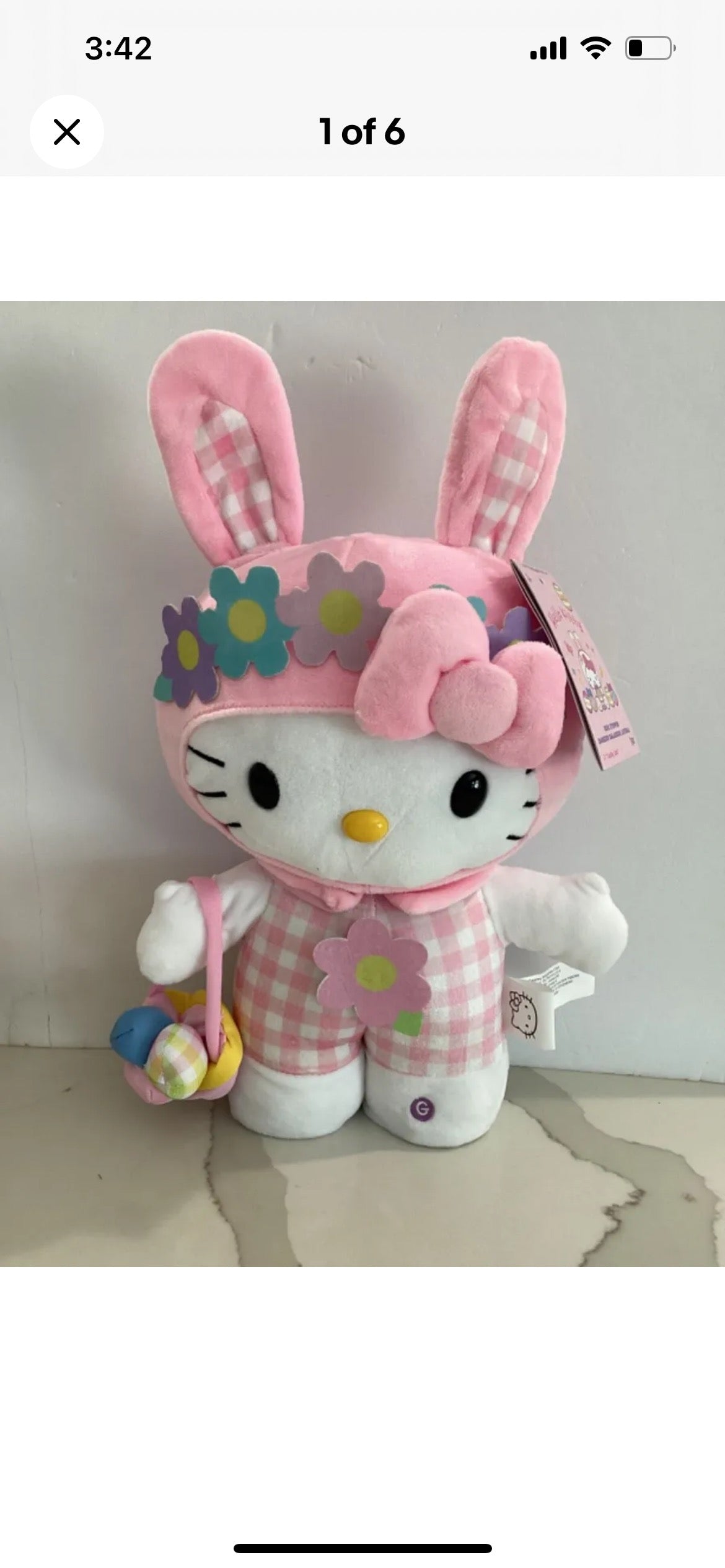 Sanrio Hello Kitty Easter Bunny Side Stepper Plush-NEW