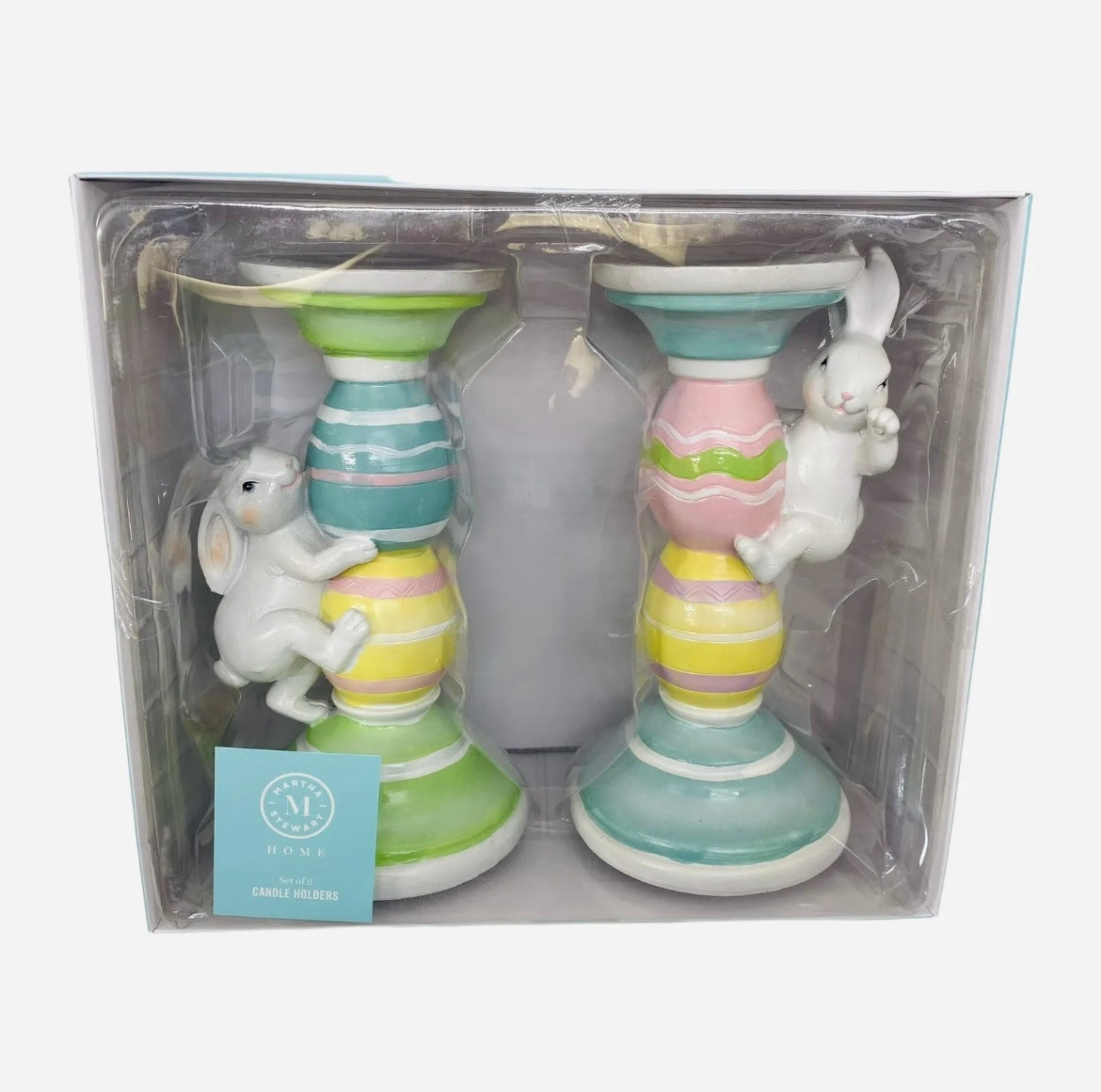 NEW Martha Stewart Easter Bunny  2024 Pastel Bunny Candle Holders Set of 2