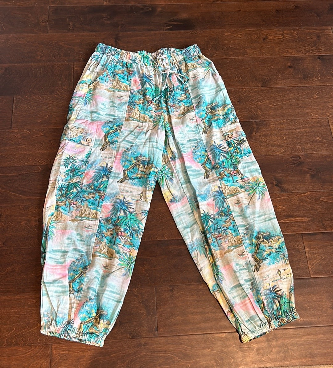 C & C California Women’s Pants Cargo Style Palm Trees Tropical New Sz S