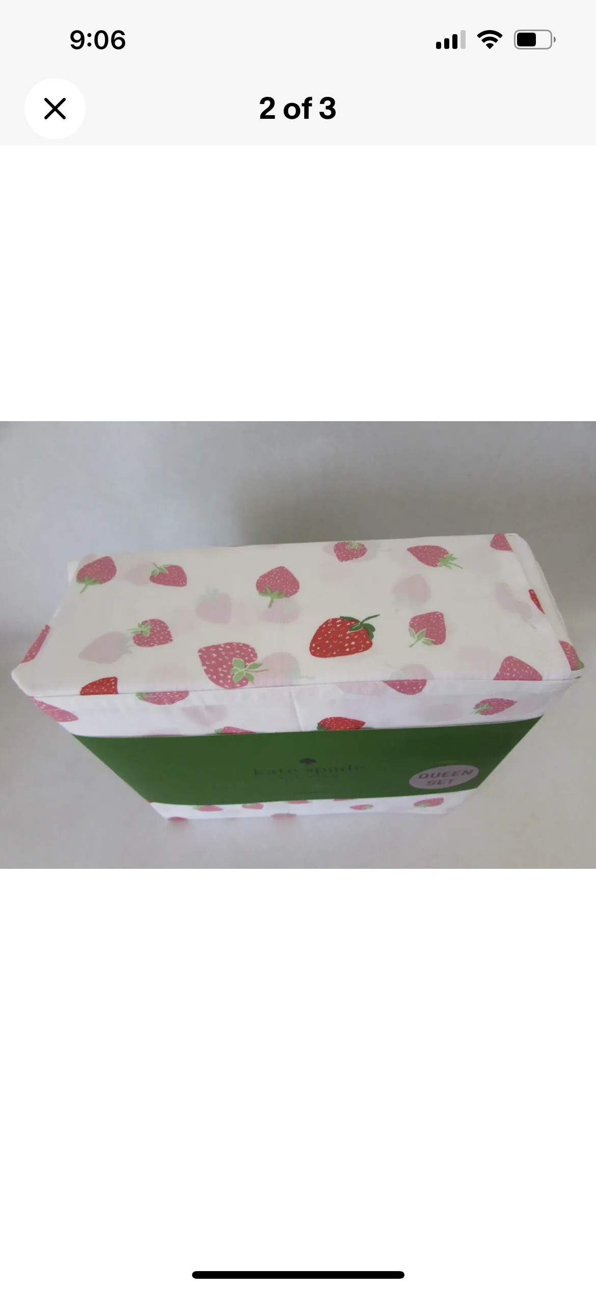 Kate Spade Full Sheet Set Strawberries Cotton Percale Sheets NWT