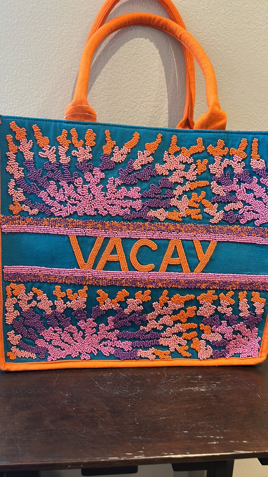 America & Beyond Caribbean Vacay Tote Bag Beaded New