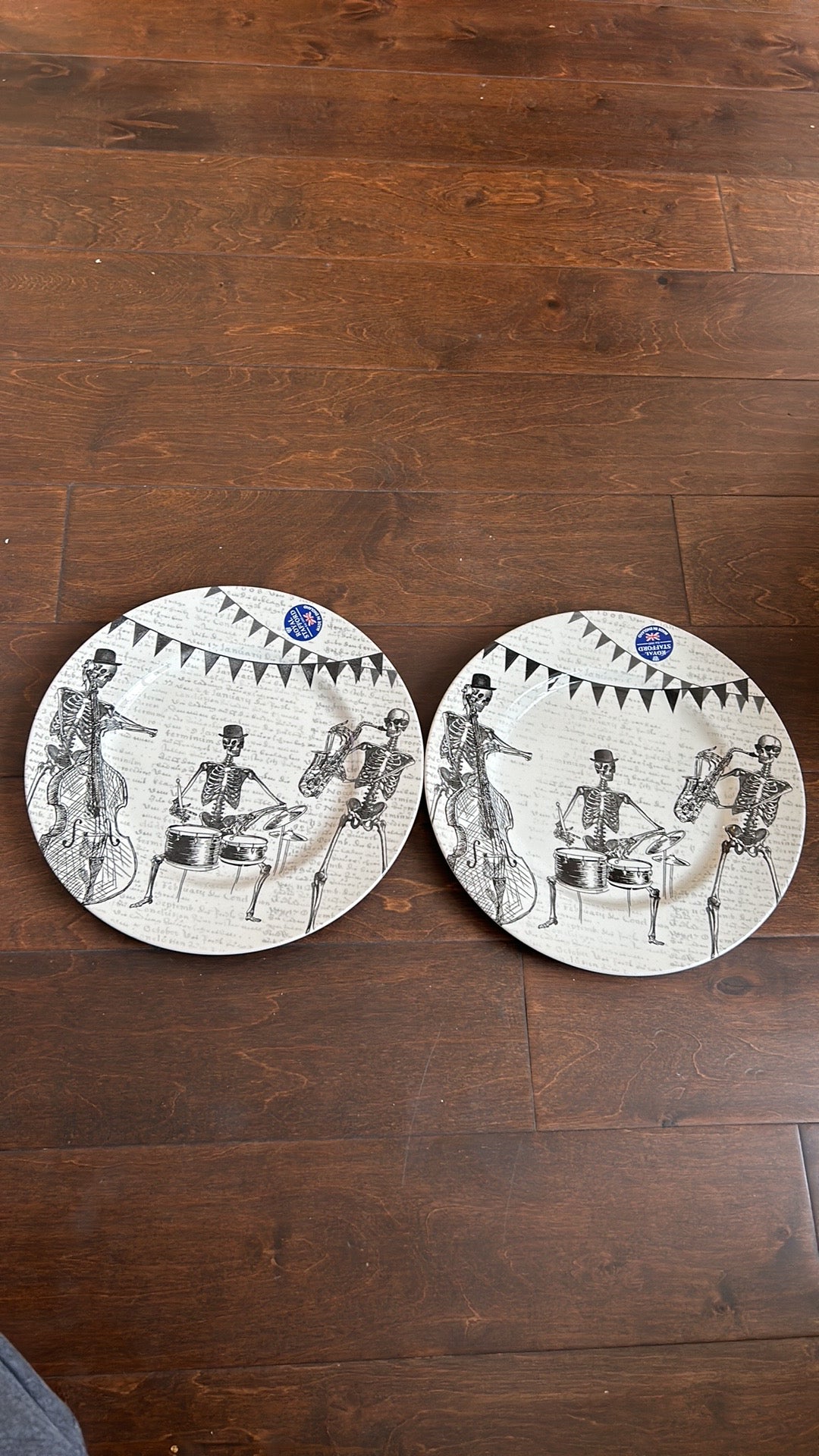 X4 Royal Stafford Halloween Skeleton Band Musician Made England Dinner Plates