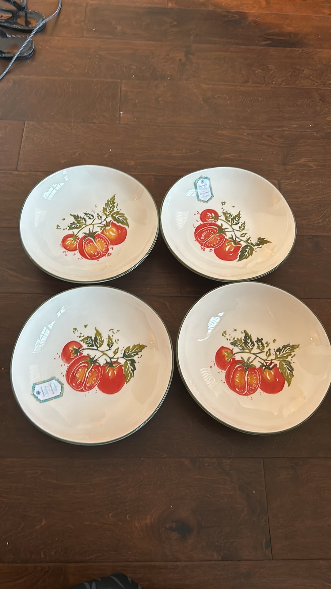 4 Papart Hand Painted Turkey Tomatoes Salad Bowls Italian Theme 9”