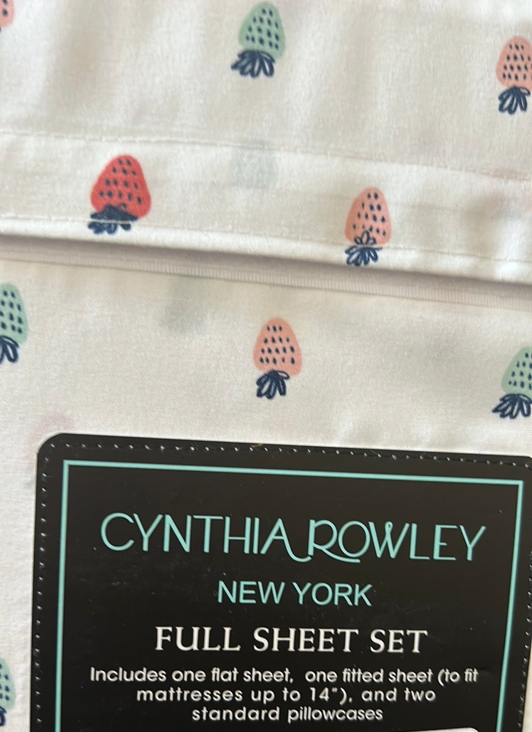 Cynthia Rowley sheet Set Strawberry Print Full Size Colorful Microfiber New