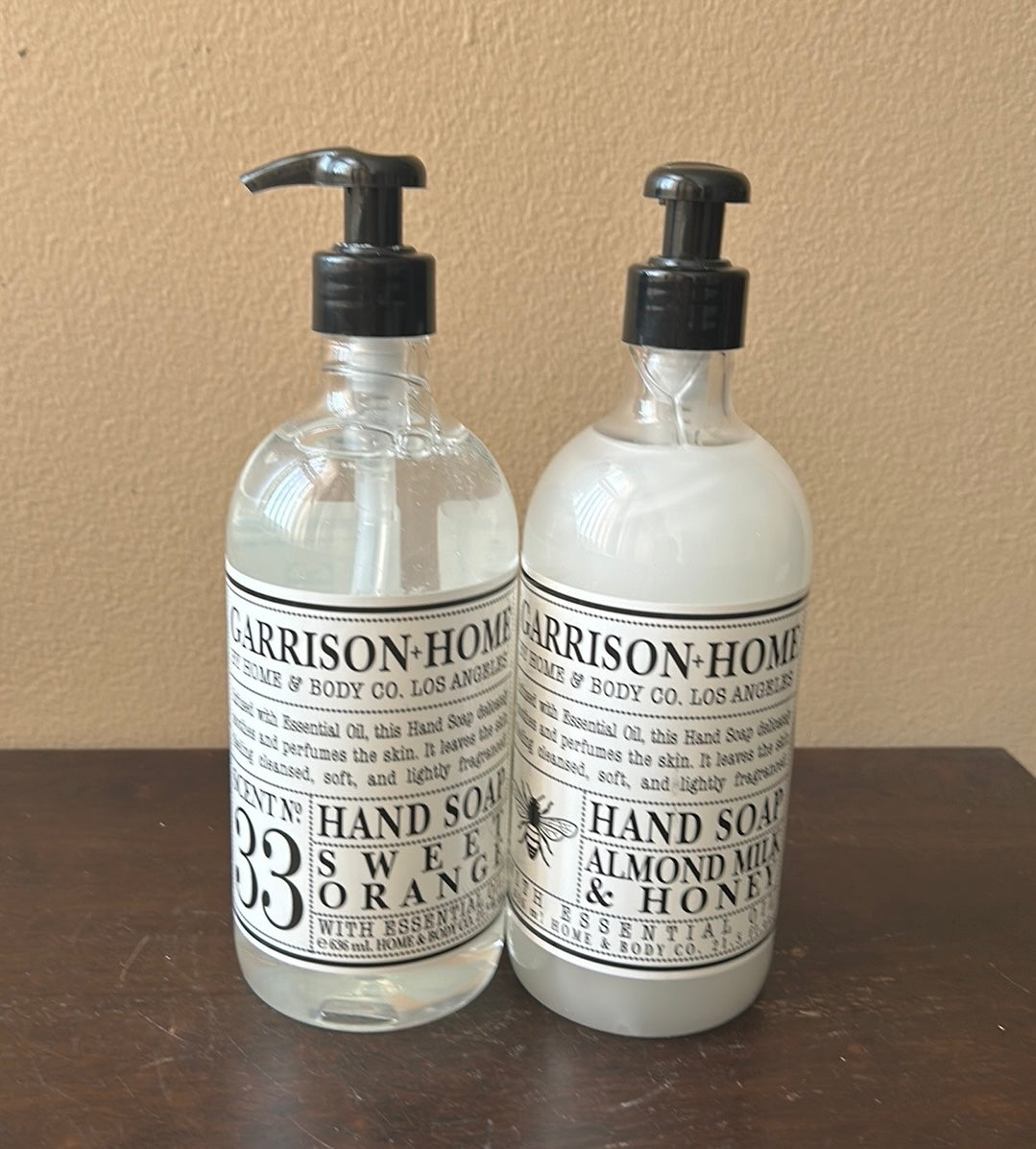 2 Garrison + Home & Body Co HAND SOAP ALMOND MILK & HONEY/ Sweet Orange 21.5 Oz