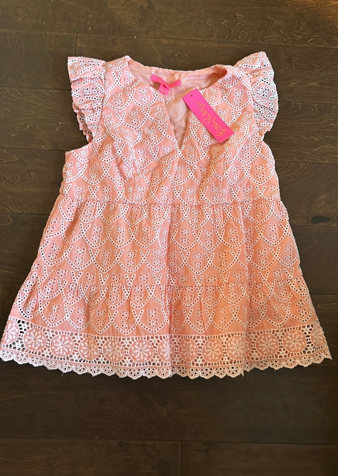 $158 NEW NWT LILLY PULITZER Keila Eyelet Top Peach Hyacinth Size 00