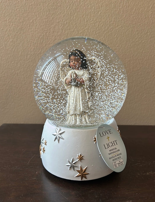 New African American Angel Christmas Globe Musical