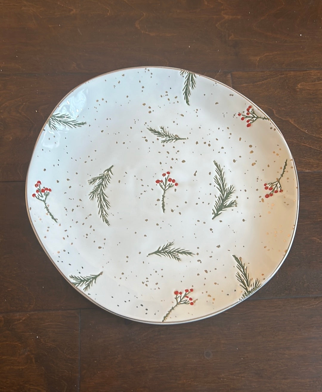 Potter's Studio PINE BOUGH BRANCH AND HOLLY BERRY Ceramic Salad Plate Set Of 6