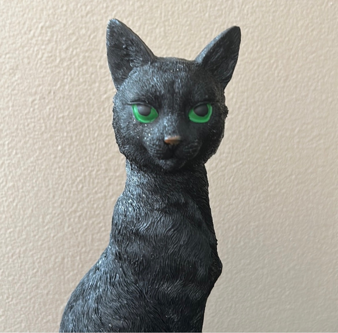 New Black Cat Figurine with Green Eyes Halloween Decor