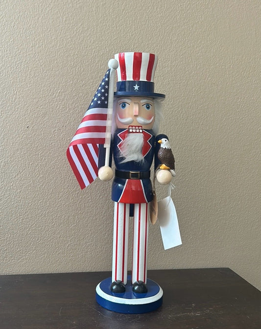 Stars & Stripes Americana Wood Nutcracker Eagle July 4th Red White Blue Flag