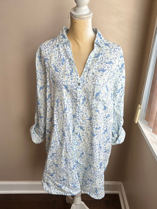 Sigrid Olsen Womens Linen Tunic Shirt New Sz XL Sea Horse Nautical Starfish