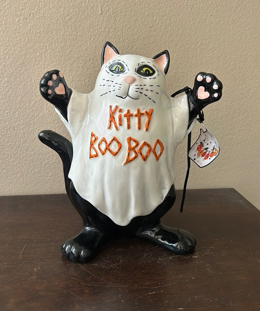 Blue Sky Clayworks Kitty Boo Boo Halloween Ghost Cat By Heather Figurine 9” Tall