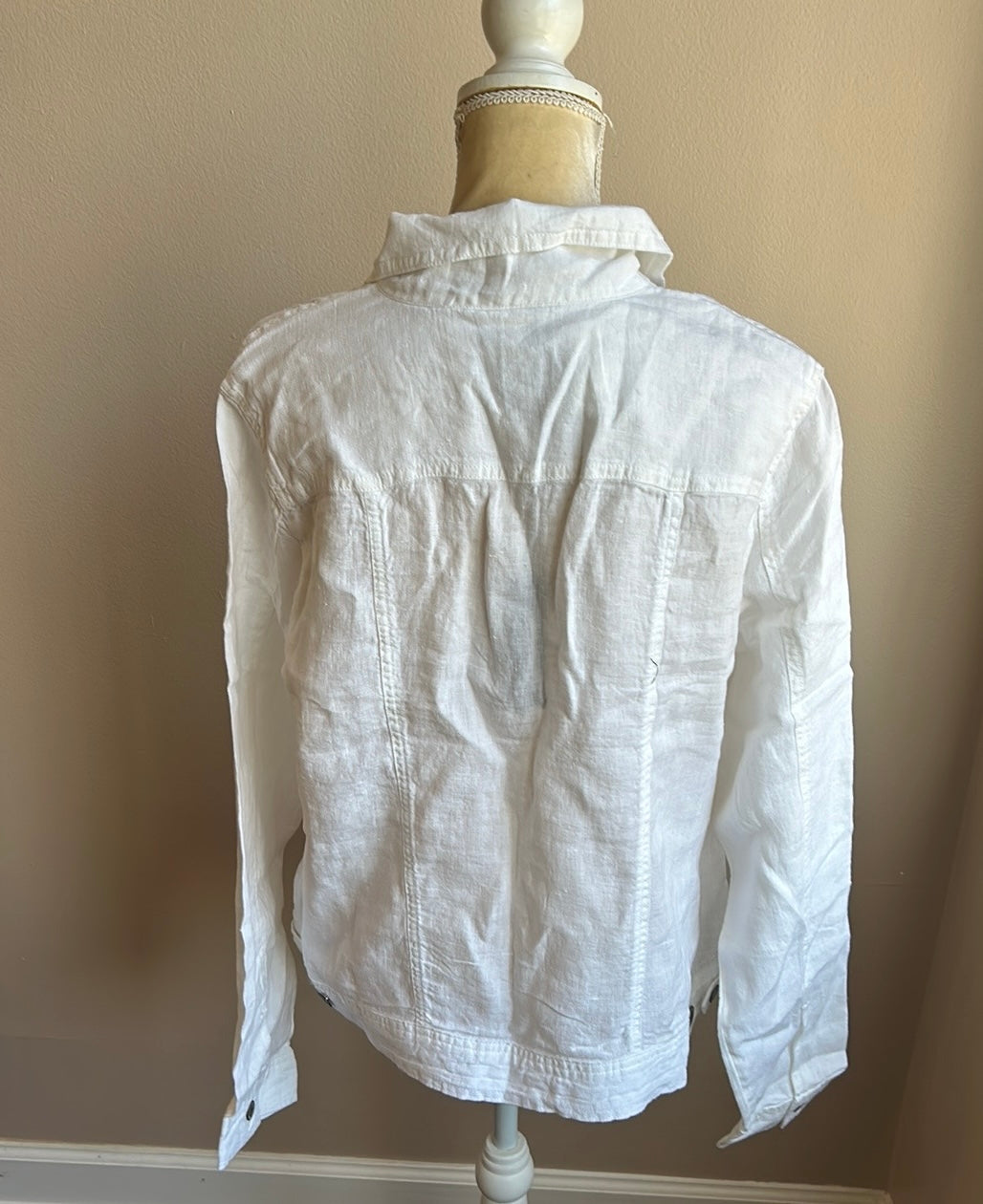 Jones New York Womens Sz XL Linen Jacket White New Front Button Lightweight