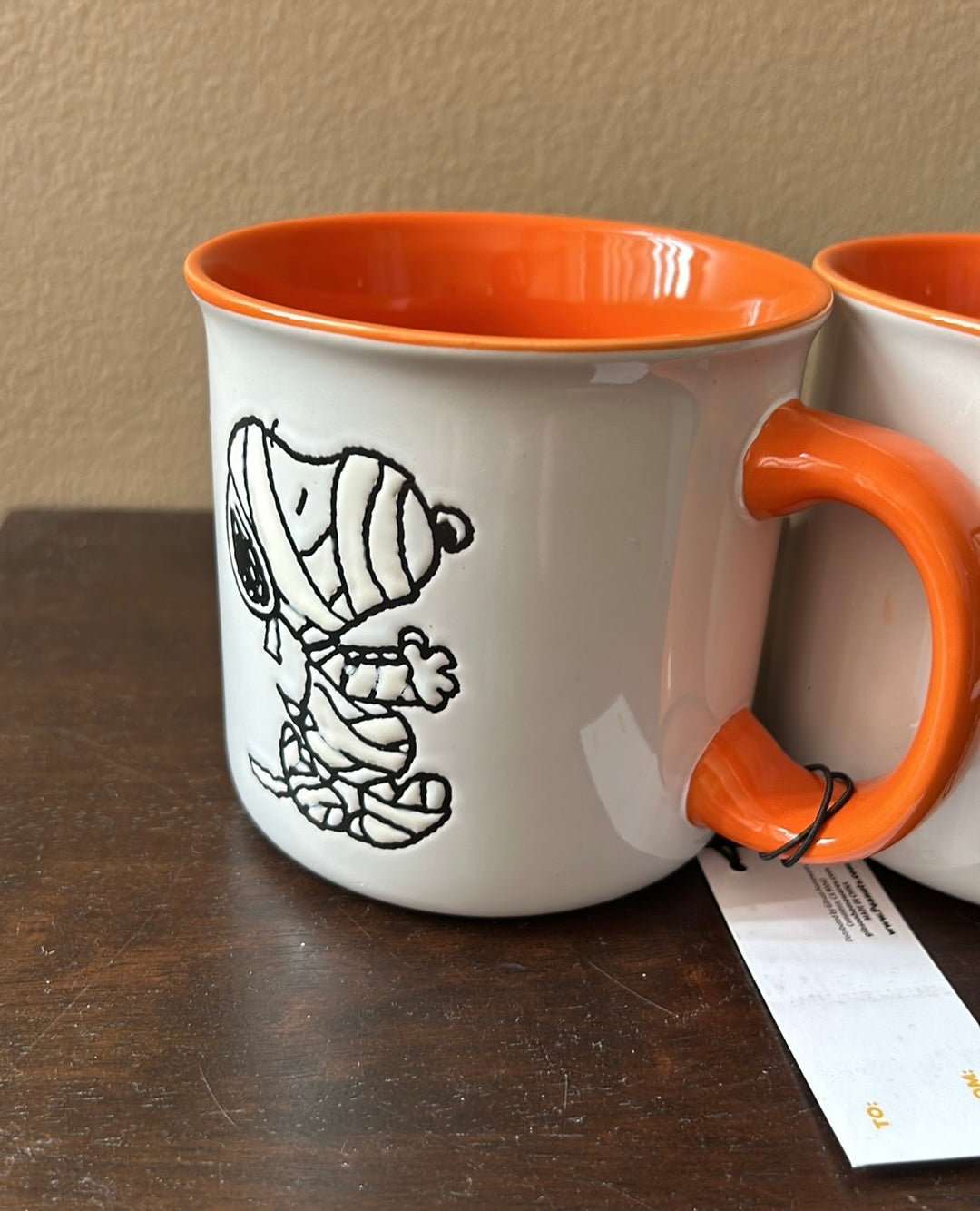 Peanuts Mummy Snoopy Halloween Fall Set Of 2 Coffee Mugs New