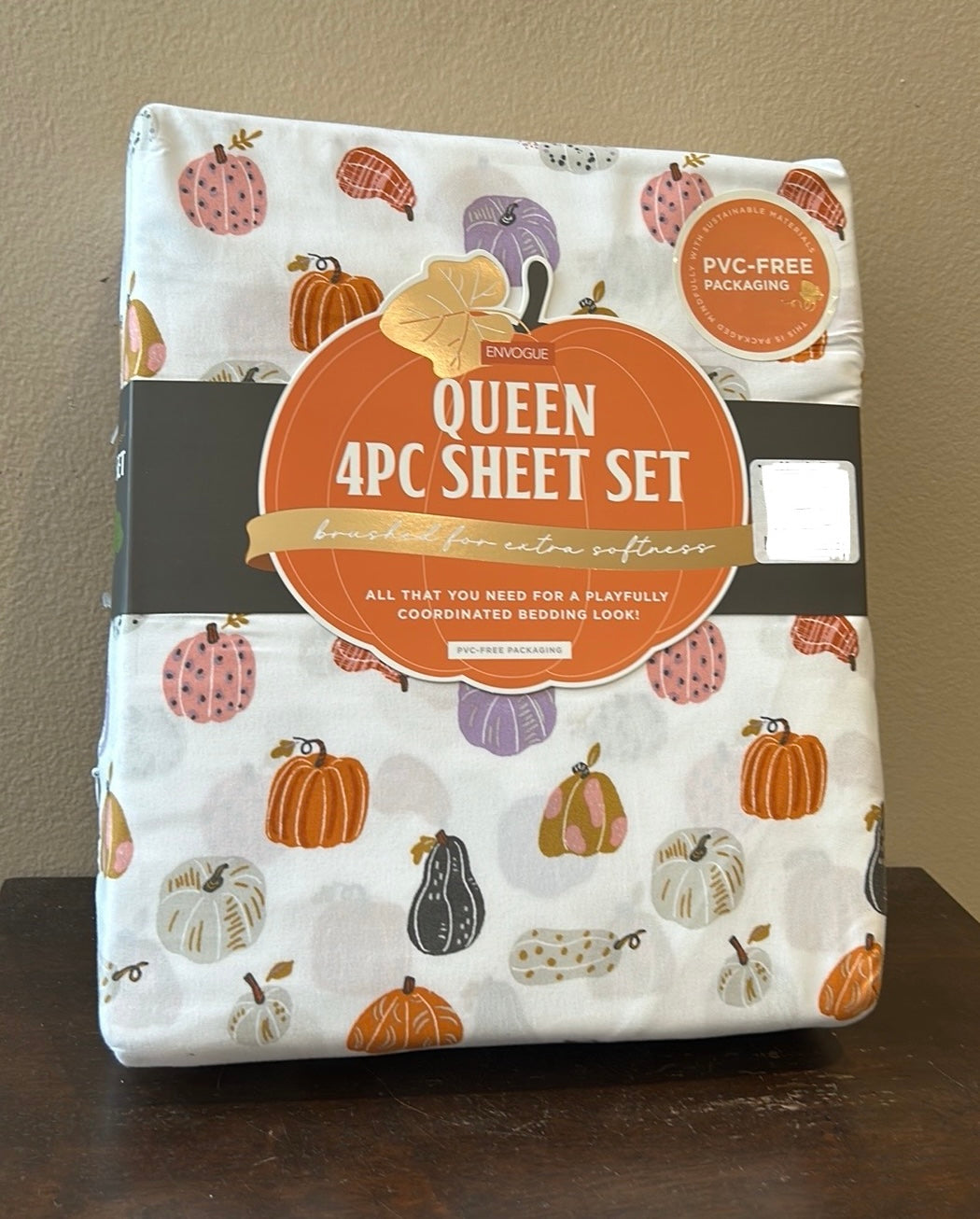 Envogue 4 Pc Queen Sheet Set New Colorful Pumpkin Print Fall Thanksgiving