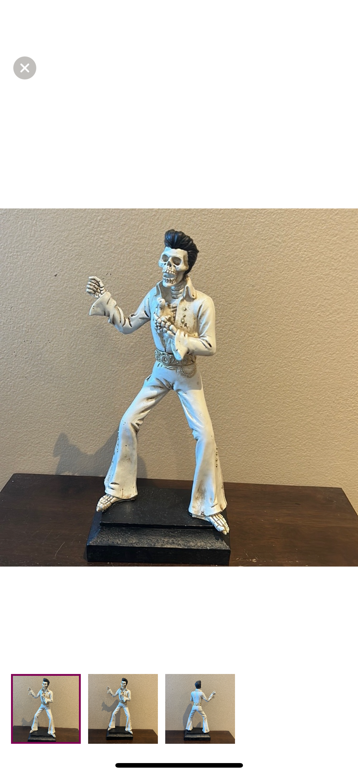 New  Elvis Holding A Skull Bone Mic Halloween Decor 12”