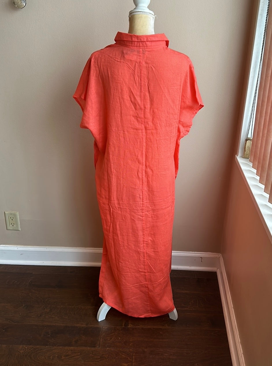 Tahari Womens Swim Coverup Sz M Linen Blend Orange