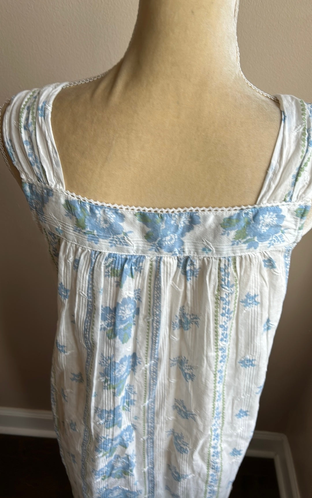 Rachel Ashwell Nightgown Cotton Blue White New Lace Floral