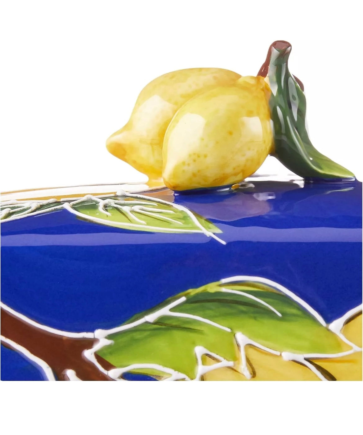 New Blue Sky Clayworks Heather Goldminc Covered Ceramic Butter Dish Lemon Blue