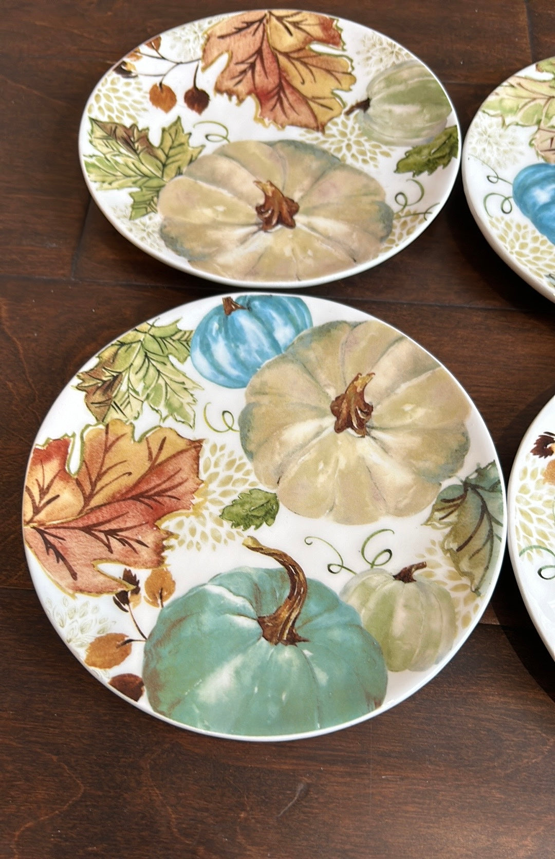 Potter’s Studio CERAMICS BOTANICAL PUMPKIN Appetizer Dessert Plates Set of 4 New