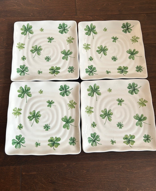 Maxcera Set Of 4 Salad Plates New Clover St Patrick’s Day Irish