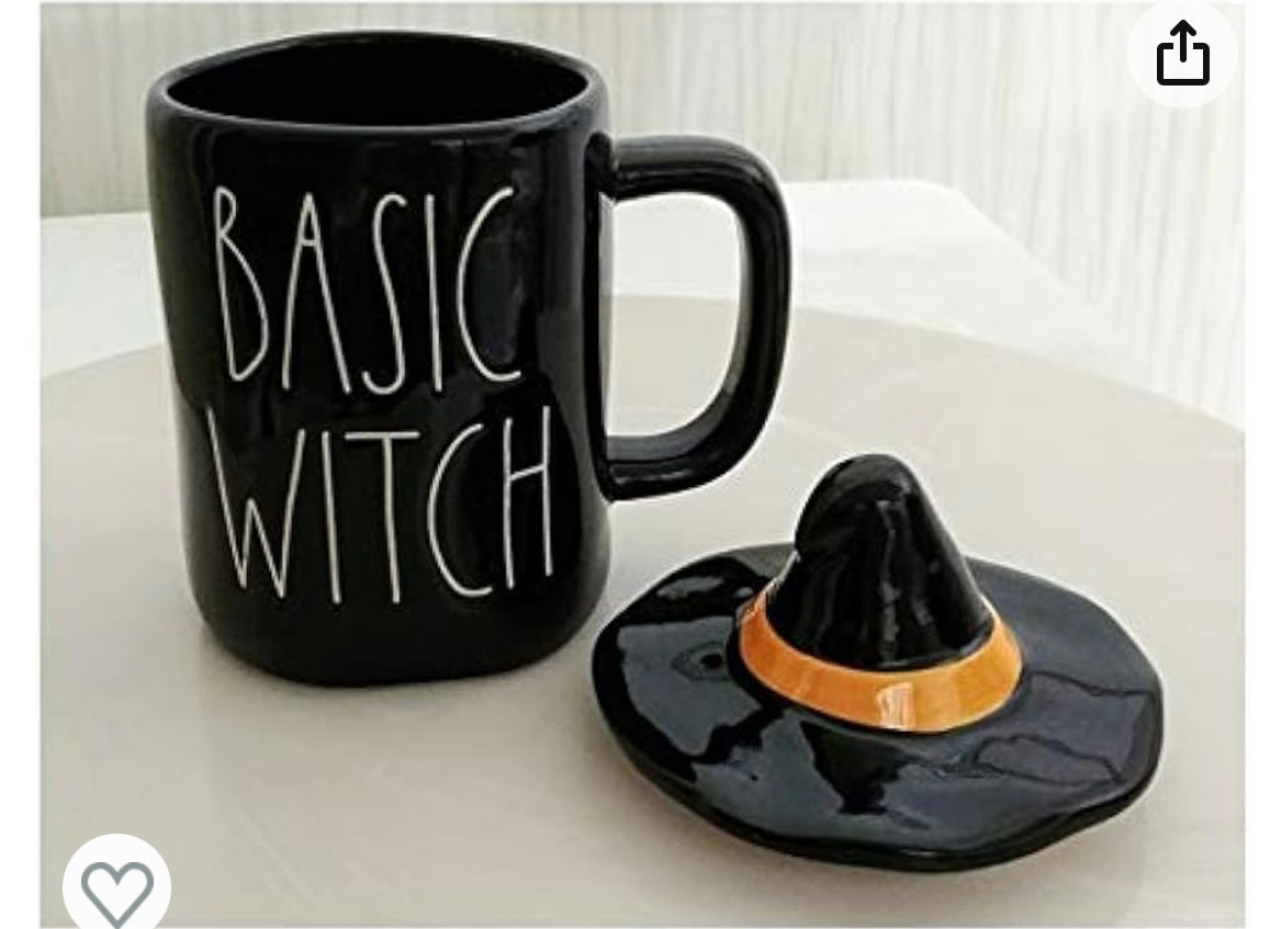 Rae Dunn Basic Witch Halloween Mug With Topper New