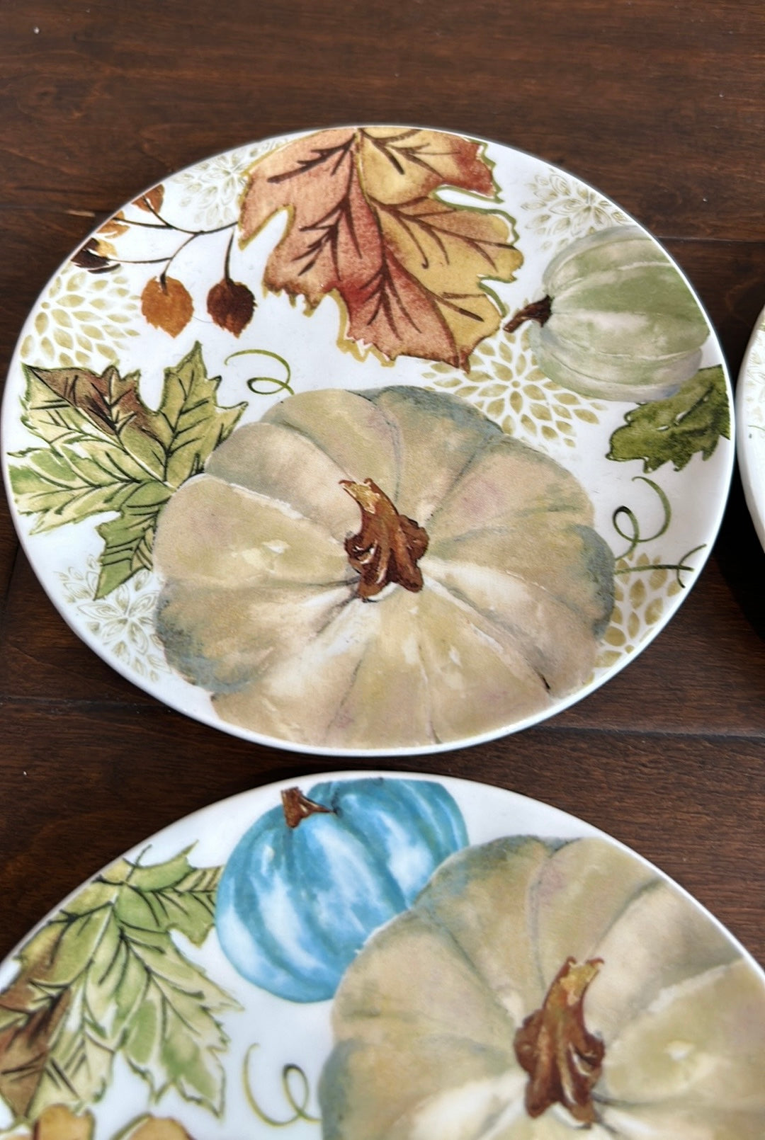 Potter’s Studio CERAMICS BOTANICAL PUMPKIN Appetizer Dessert Plates Set of 4 New