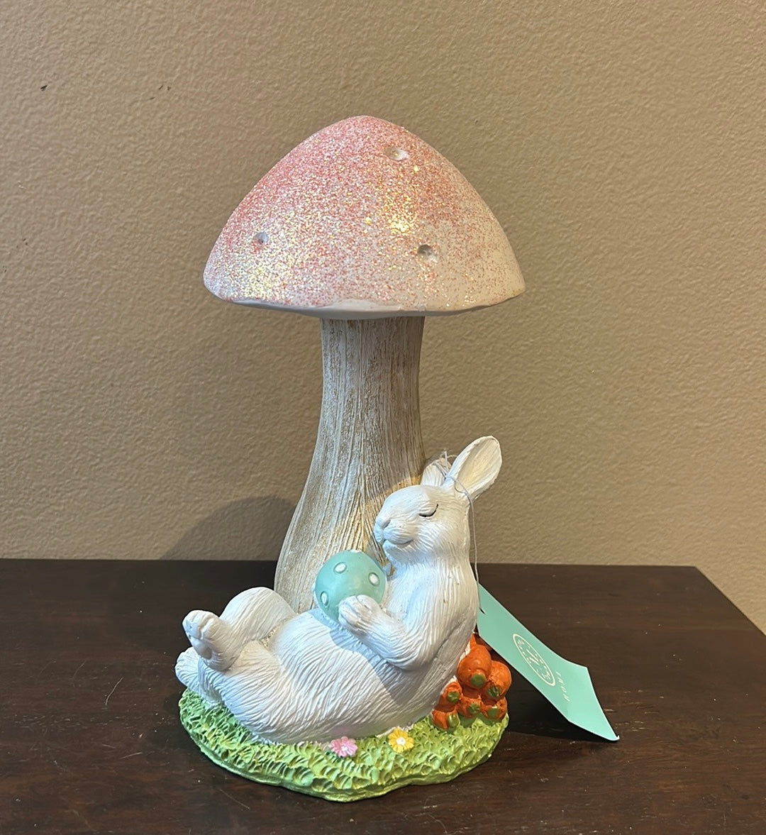 Martha Stewart Easter Bunny Under Mushroom Figurine New 10” Tall