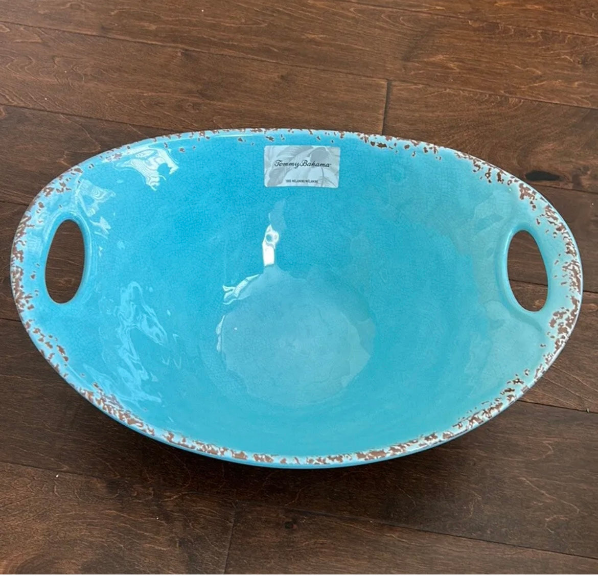 Blue Large Salad Serving Bowl Tommy Bahama Melamine Blue New 16"x12" NWT